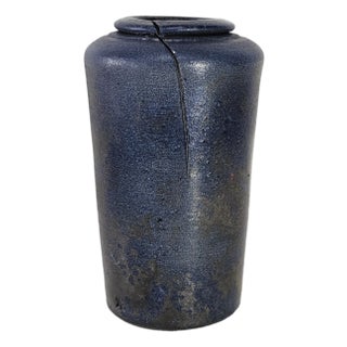 Studio Art Pottery Vase Matte Cobalt Blue Stoneware Organic Modern 9.75" For Sale