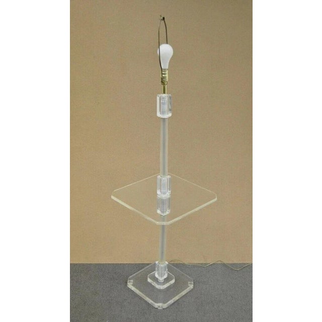 Transparent Vintage Mid Century Modern Clear Lucite Occasional Accent Floor Lamp Side Table For Sale - Image 8 of 8