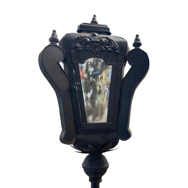 Metal Vintage Black Cast Iron Floor - Standing Street-Style Lanterns - a Pair For Sale - Image 7 of 12