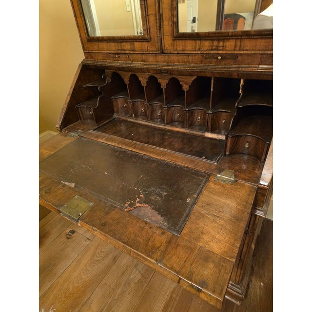 Queen Anne Double Domed Burr Walnut Bureau Bookcase Secretary For Sale - Image 15 of 17