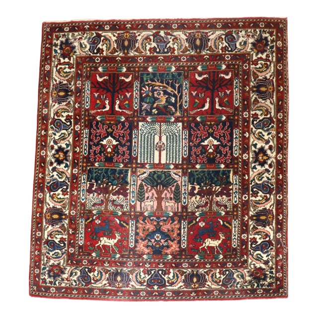 Vintage Zabihi Collection Persian Bakhtiari Square Rug For Sale