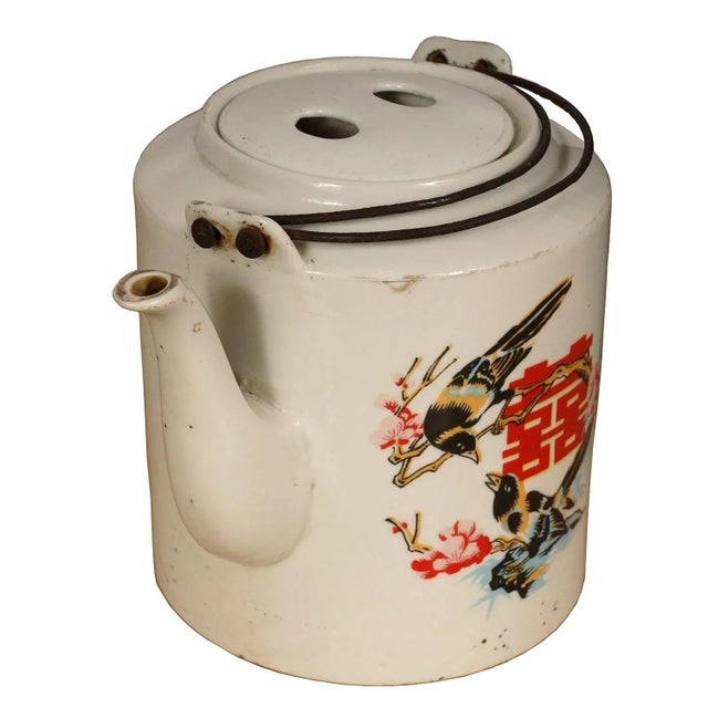 Look at this magnificent Vintage Chinese porcelain teapot. It was hand made and hand paint with beautiful Chinese...