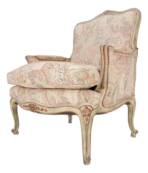 Country French Carved Upholstered Lounge Club Chair c1960s Wide Comfortable Seat