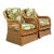 Vintage Braided Rattan Magnolia Print Lounge Chairs - A Pair For Sale