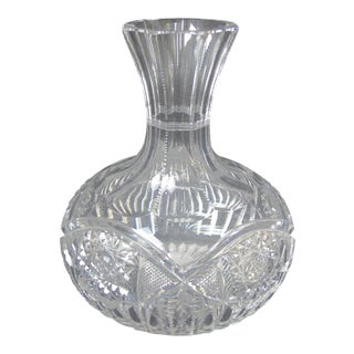 Antique American Brilliant Period Cut Crystal Carafe Decanter For Sale