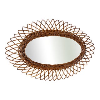 Rush Mirror with Geometric Patterns, France, 1960s For Sale