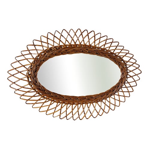 Rush Mirror with Geometric Patterns, France, 1960s For Sale