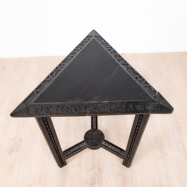 Stained and Carved Wooden Side Table from Benjamin Gomez, 1920s For Sale - Image 4 of 9