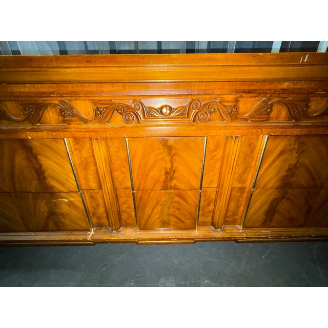 J.L. Metz French Walnut Art Deco / Noveau Revival Longboy Dresser 1967 For Sale In New York - Image 6 of 8