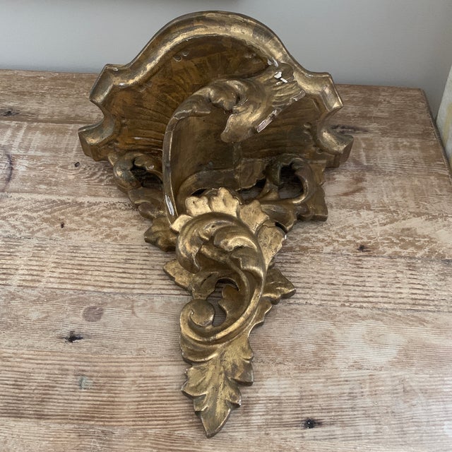 Antique Hand Carved Gilded Wood Decorative Wall Bracket Shelf Chairish