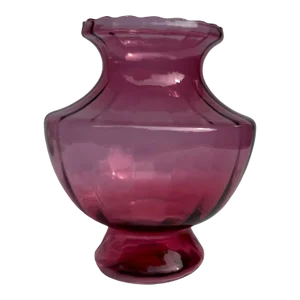 Cranberry Red Optic Art Glass Flower Vase Vintage Mid 20th Century by Pilgrim