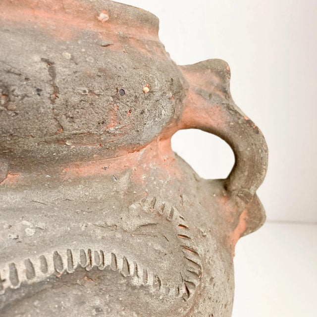 1920s 1920s Snake Motif Terra Cotta Vessel With Two Handles, South American Terra Cotta Pot With Snake Embellishments For Sale - Image 5 of 10