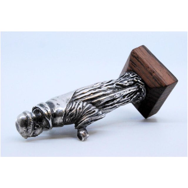 Silver Statuette of Saint Anthony with Wooden Base For Sale - Image 3 of 10