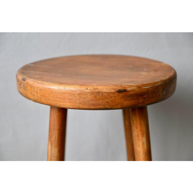 Vintage Bar Stool in Wood and Blue Lacquered Metal, 1960s For Sale - Image 6 of 12