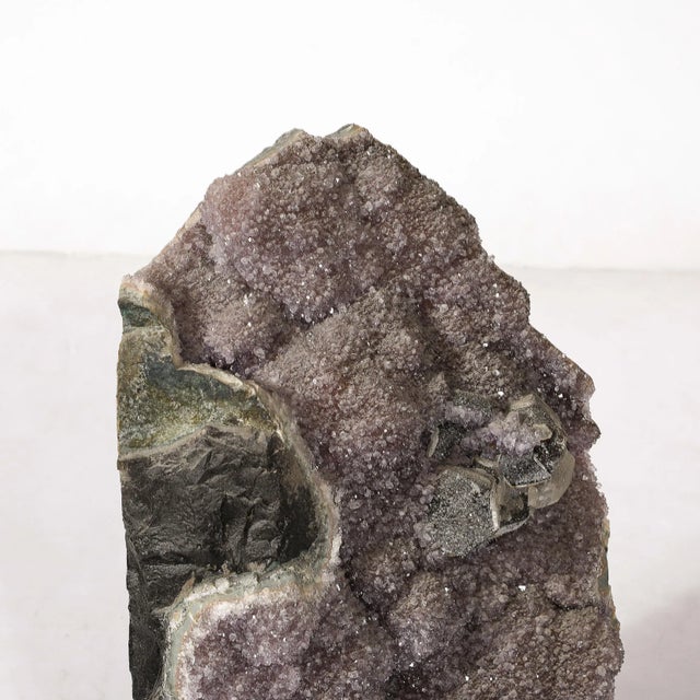 Modernist Uruguayan Amethyst Rock Crystal Specimen on Black Lacquer Base For Sale - Image 11 of 12