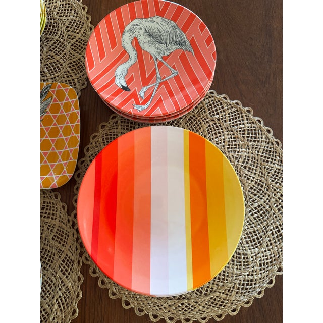 Textile West Elm Melamine Plates With Colorful Geometric Prints & Animal Illustrations by Artist Rachel Kozlowski From 2013 Collaboration - Set of 35 For Sale - Image 7 of 10
