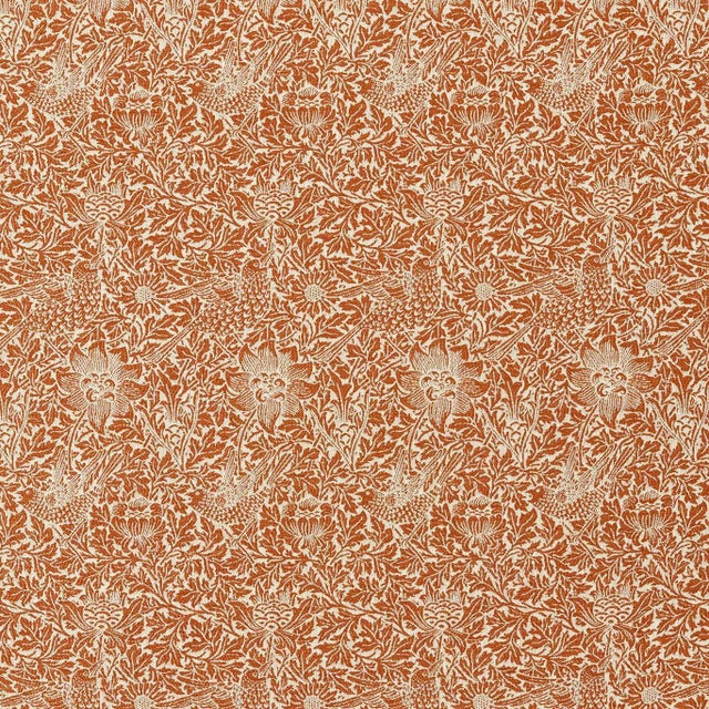 Morris & Co. Bird & Anemone Weave Fabric in Apricot/Linen For Sale