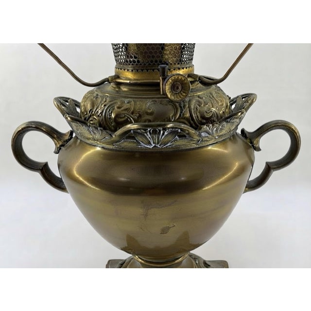 Victorian Antique Victorian Bradley & Hubbard Oil Lamp With White Milk Glass Shade For Sale - Image 3 of 9