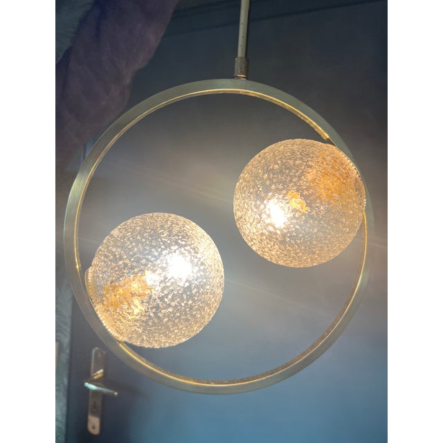 Modernist Brass and Glass Ceiling Lamp, 1960s For Sale - Image 13 of 14