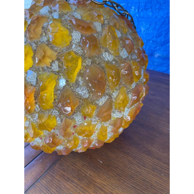 Orange Mid Century Modern Chunky Lucite Orange Rock Candy Hanging Swag Ball 1960's For Sale - Image 8 of 12