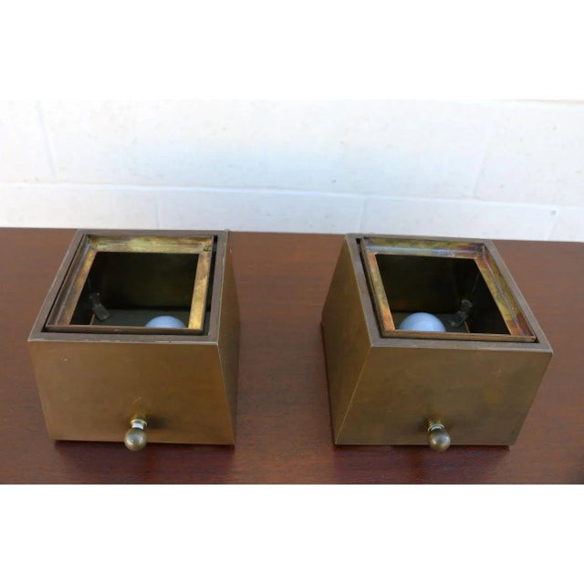 Mid-Century Modern Pair of Chapman Obelisk Lucite and Brass Table Lamp For Sale - Image 12 of 12