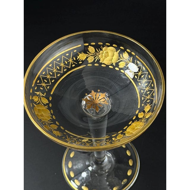 Antique Gilt Decorated Art Glass Goblet, 1890s For Sale - Image 6 of 10