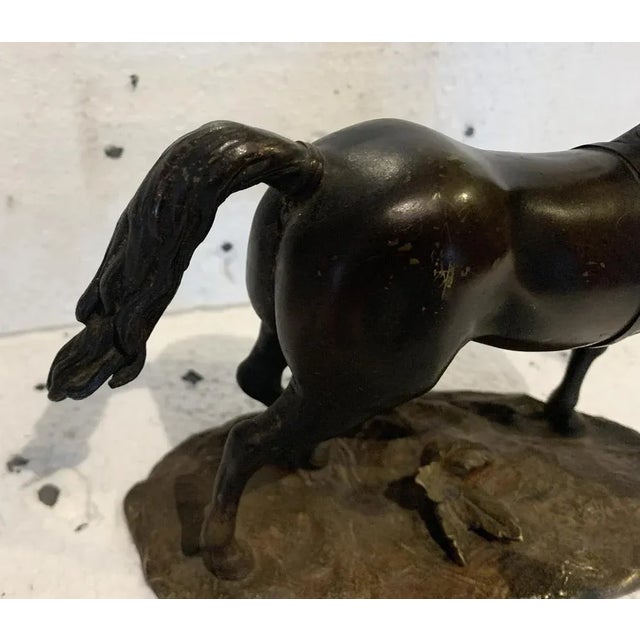 Bronze Horse with Brown Patina on Base, 20th Century For Sale - Image 3 of 12