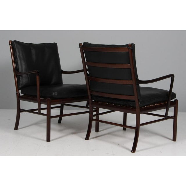Colonial Lounge Chairs and Ottoman by Ole Wanscher, Set of 3 For Sale - Image 9 of 10