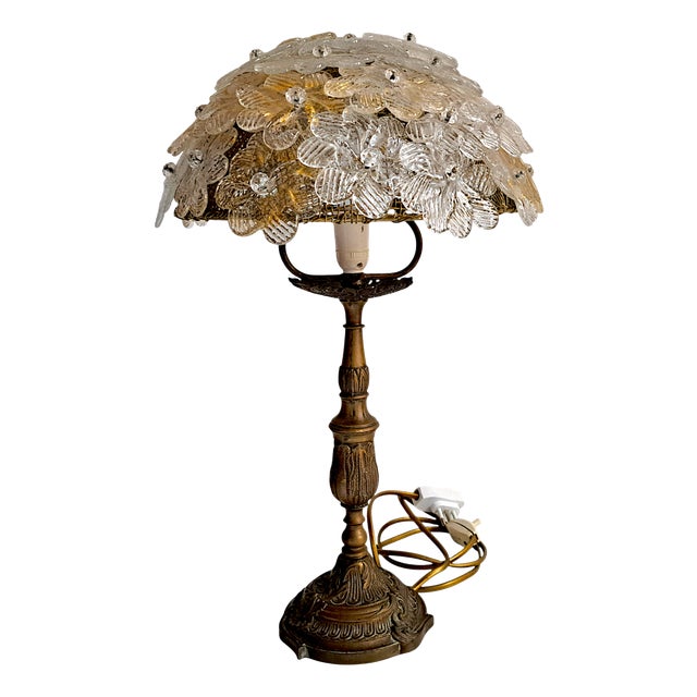 Murano Glass Table Lamp in the style of Barovier and Toso Style, 1960s For Sale