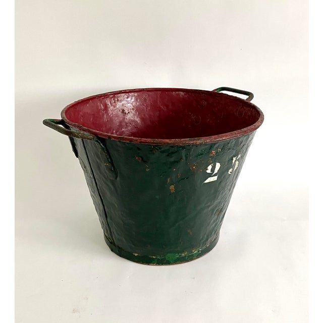 Rustic European Christmas Green Antique Picking Bucket #25 For Sale - Image 3 of 9