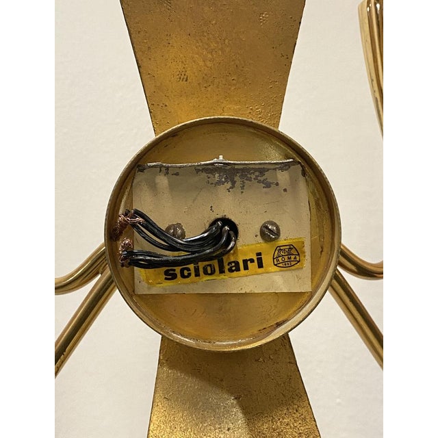 Golden Brass Wall Sconces by Sciolari, 1970s, Set of 2 For Sale - Image 6 of 17