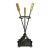 Antique Art Deco Set of 3 Fireplace Tools Shovel Poker Rectangular Caddy Cast Iron Brass For Sale