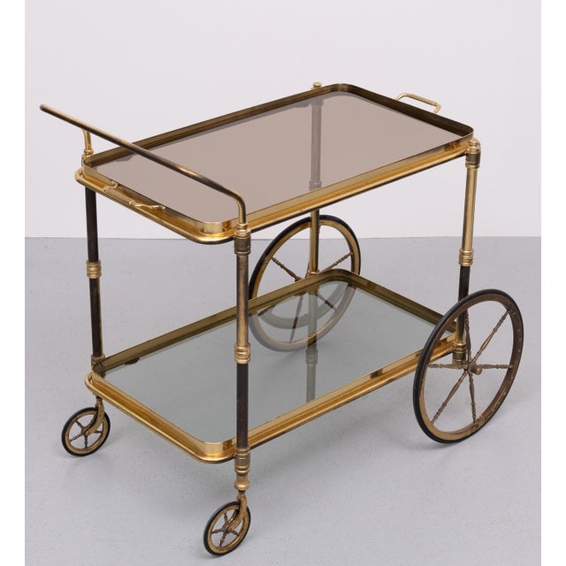 Gold Brass Bar Trolley, France, 1950s For Sale - Image 8 of 10