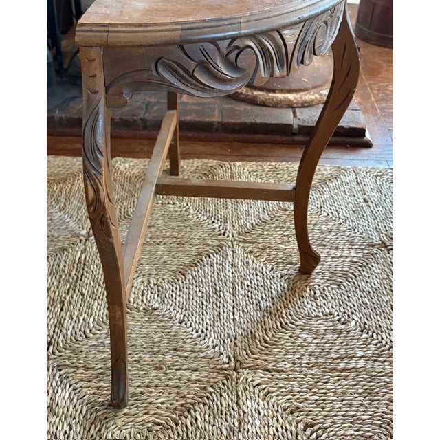Beige Early Carved Demilune Side Table For Sale - Image 8 of 10