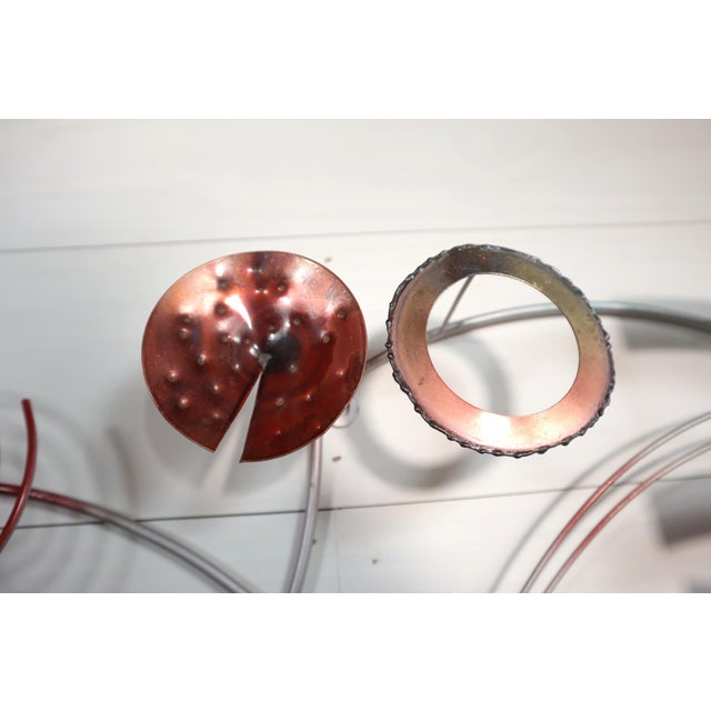 2000 - 2009 Vintage Curtis Jere Style Circular Rings Sculpture Wall Hanging Brass Copper Metal Mid Century Modern Retro Style Artisan House Brutalist For Sale - Image 5 of 10