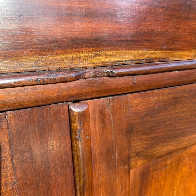 Vintage Rustic Dark Pine Wood Chiffonier Cabinet W/ Scrolled Top - Shelf & Drawer For Sale - Image 10 of 18