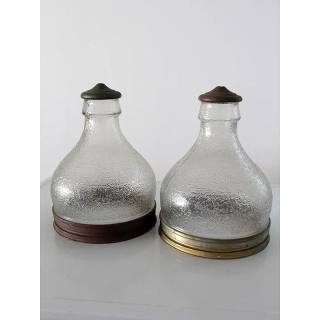 Vintage Industrial Glass Pendant Light Shades - a Pair For Sale - Image 6 of 9