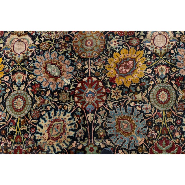 Fine Antique Persian Tabriz Floral Red Handmade Wool Rug For Sale - Image 4 of 11