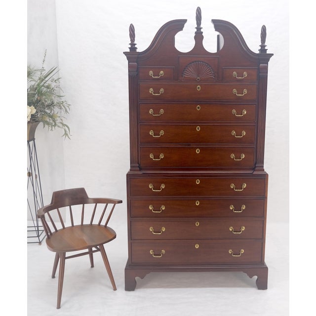 Mahagony 83" Tall 11 Drawers Finials Highboy Chest Dresser Chippendale MINT For Sale - Image 9 of 16