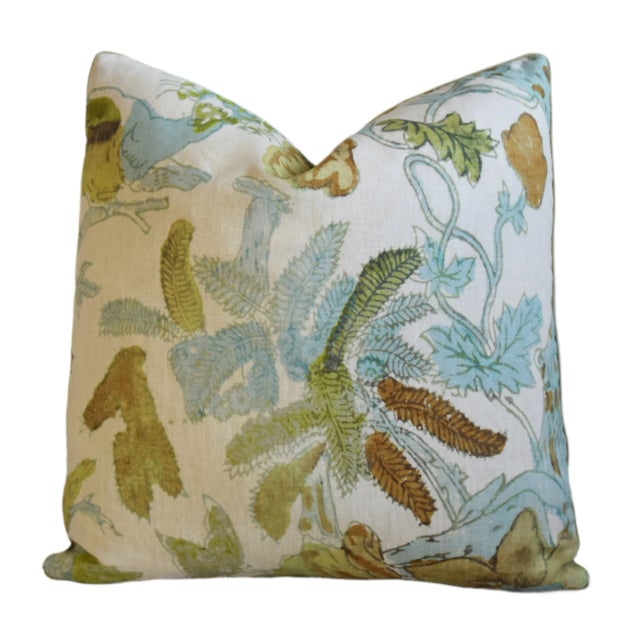 French Provincial Lewis & Wood Wild Thing Botanical Floral Feather/Down Pillow 21" Square For Sale - Image 3 of 7
