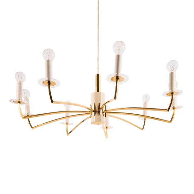 Mid-Century Modern Star-Shaped Chandelier with Brass Arms, 1960s For Sale - Image 12 of 12