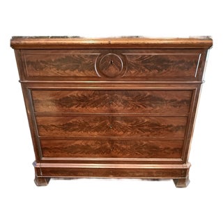 19th Century French Flame Mahogany Marble Top Secretaire a Abattant For Sale