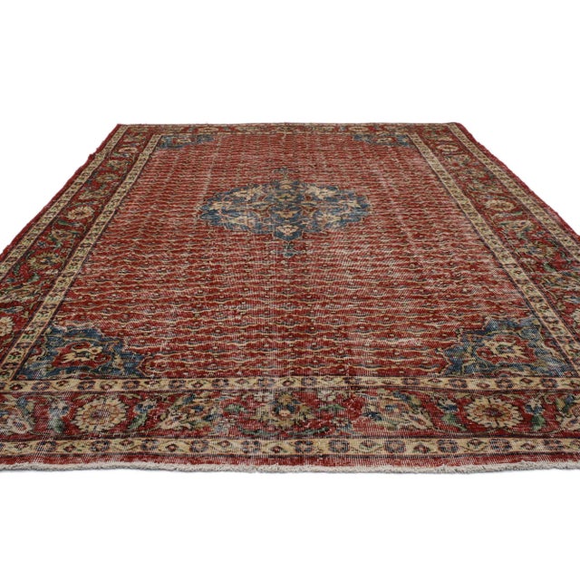 Rustic Mid 20th Century Mid 20th Century Rustic Vintage Turkish Sivas Rug 06'07 X 10'01 For Sale - Image 3 of 5