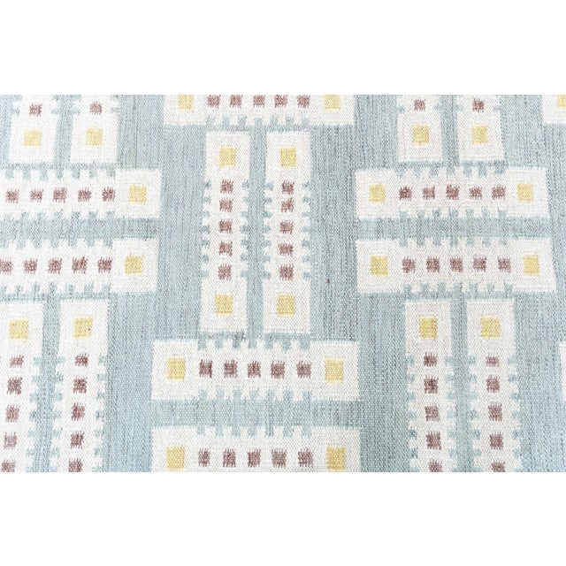 Textile Oversized Flatweave Modern Geometric Light Blue Wool Rug by Doris Leslie Blau For Sale - Image 7 of 8