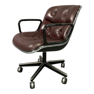 Vintage Charles Pollock for Knoll International in Cordovan Leather Executive Chair For Sale