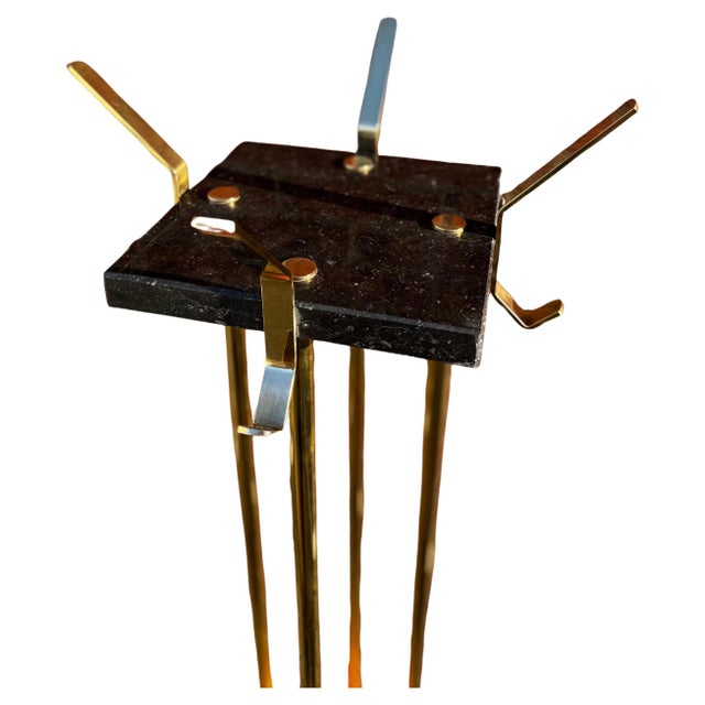 Large Art Deco Italian Standing Coat Rack in Brass and Black Marble, 1950s For Sale - Image 14 of 14