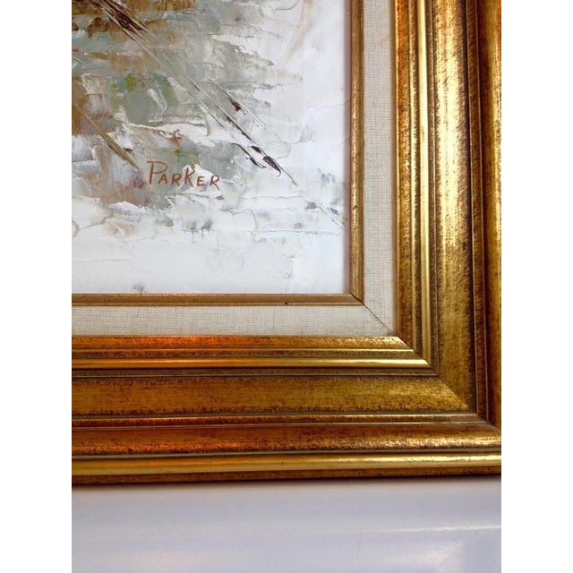 Parker Oil on Canvas Mid Century Modern Haight Asbury Summer of Love San Francisco Oil on Canvas Street Scene Signed, Framed For Sale - Image 4 of 12