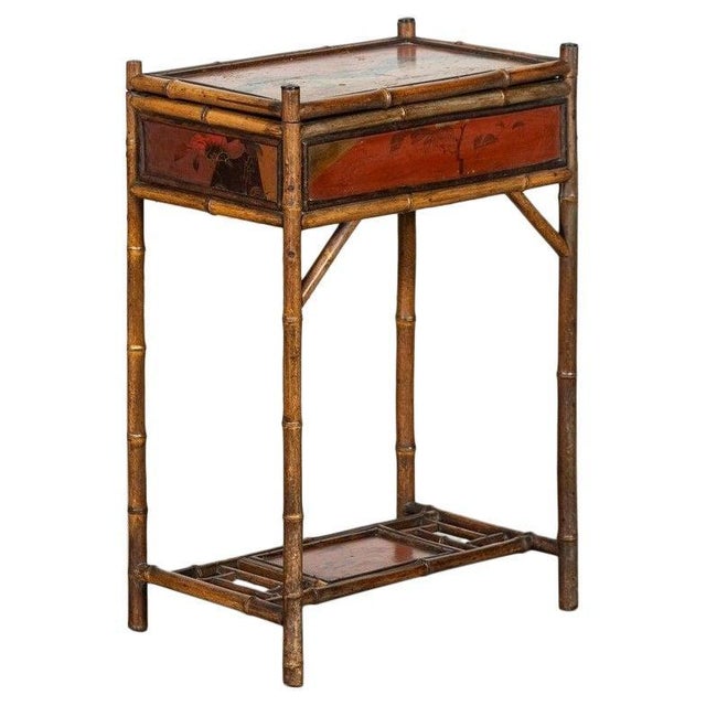 Antique English Bamboo Sewing Side Table, 1910 For Sale - Image 17 of 17