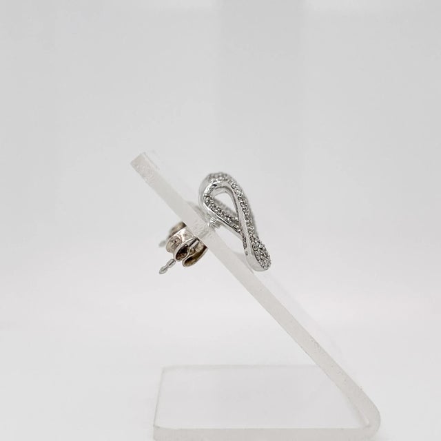 Mid 20th Century Vintage Georg Jensen Diamond & Sterling Silver Infinity Earrings - 2 Pieces For Sale - Image 5 of 12