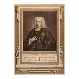 Johannes Wesselius Portrait: An 18th Century Engraving/Etching by Houbraken, 1741 For Sale